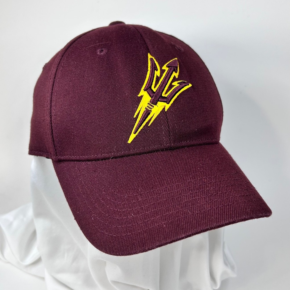 ARIZONA STATE SUN DEVILS Baseball Hat Maroon Embroidered Sparky Pitchfork Men L